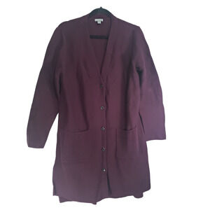 J. Jill Knit‎ Cardigan Mini Dress Burgundy Women's Large Coastal Boho Sweater